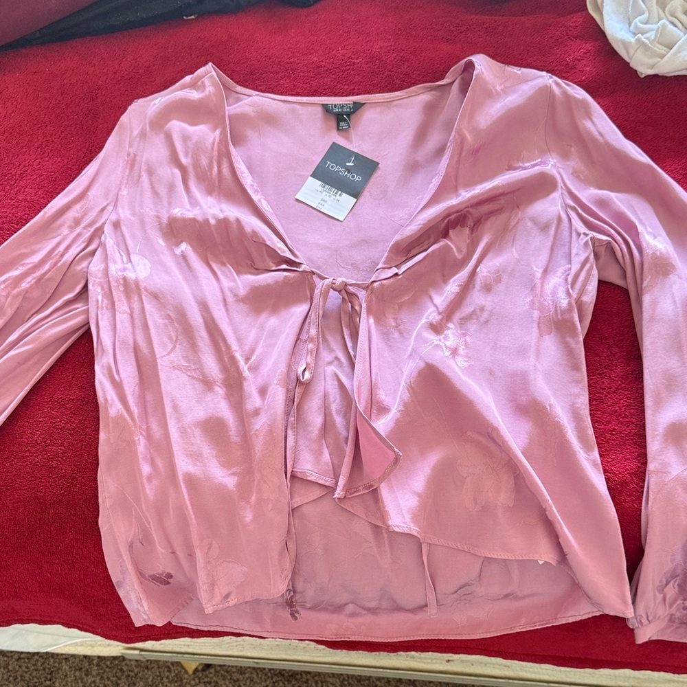 Topshop Light Pink Satin Blouse